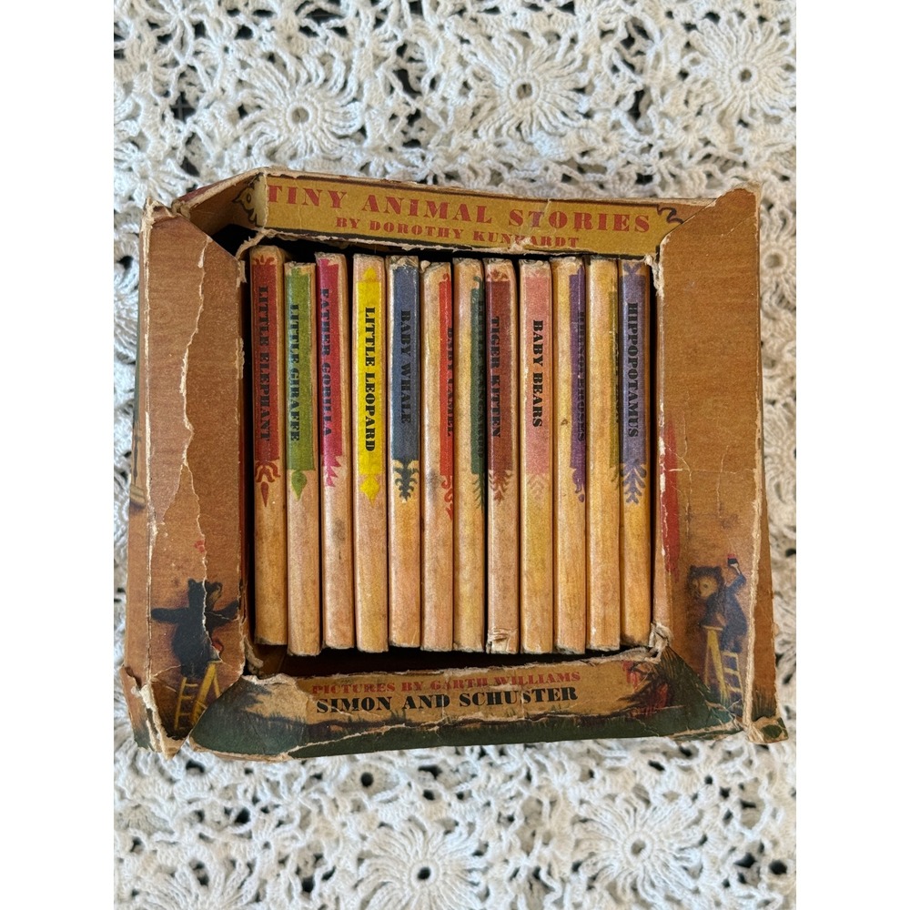 Vintage 1948 Tiny Animal Stories Dorothy Kunhardt 12 Tiny Golden Books Box Set